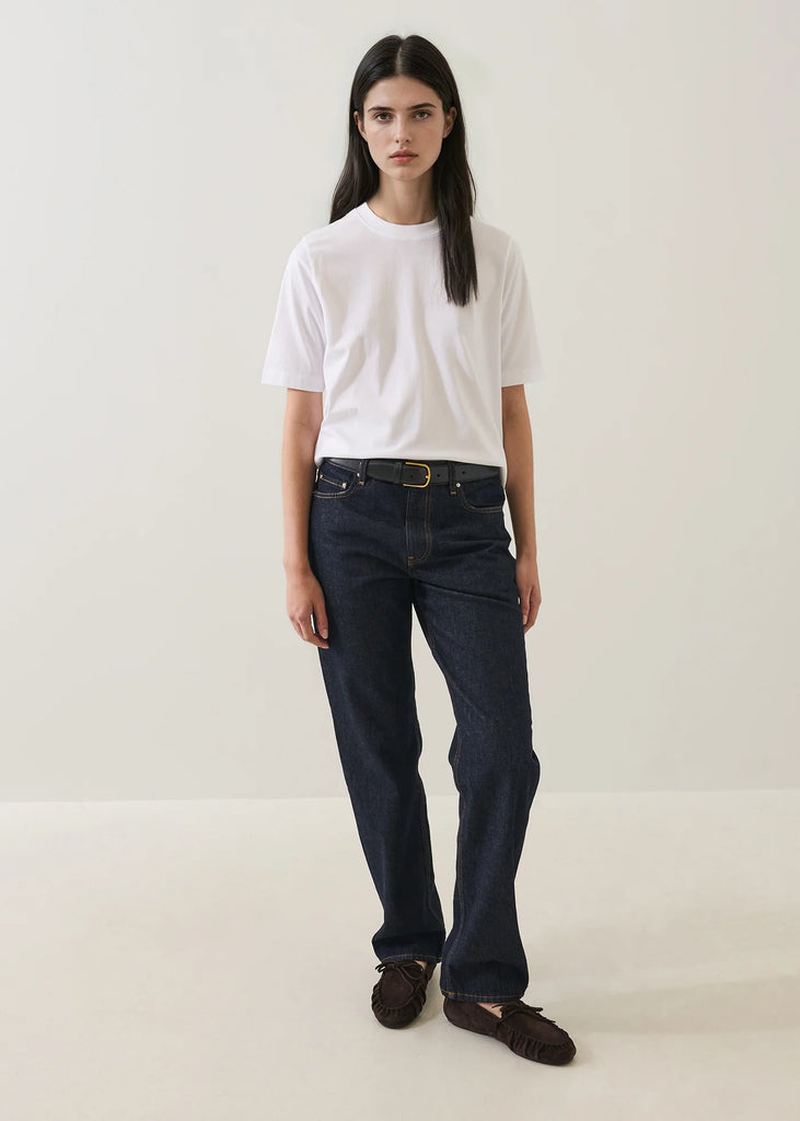 Cotton Relaxed Crew in White
