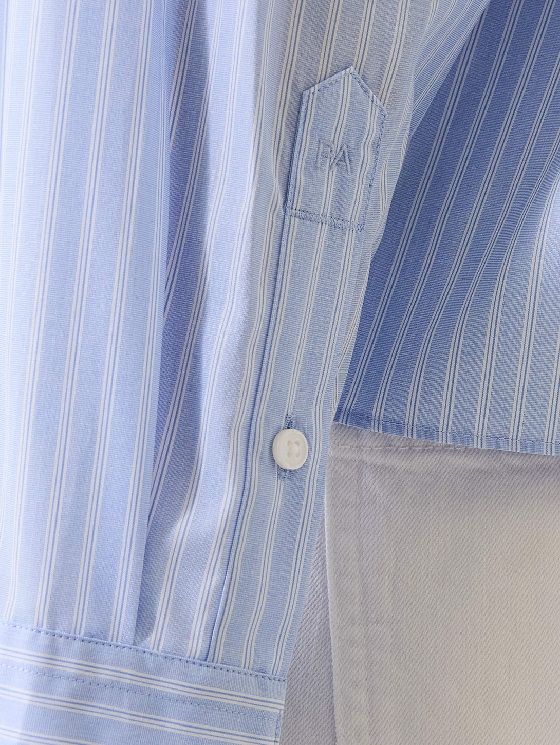 Cotton Stripe Boxy Shirt in Pale Sky