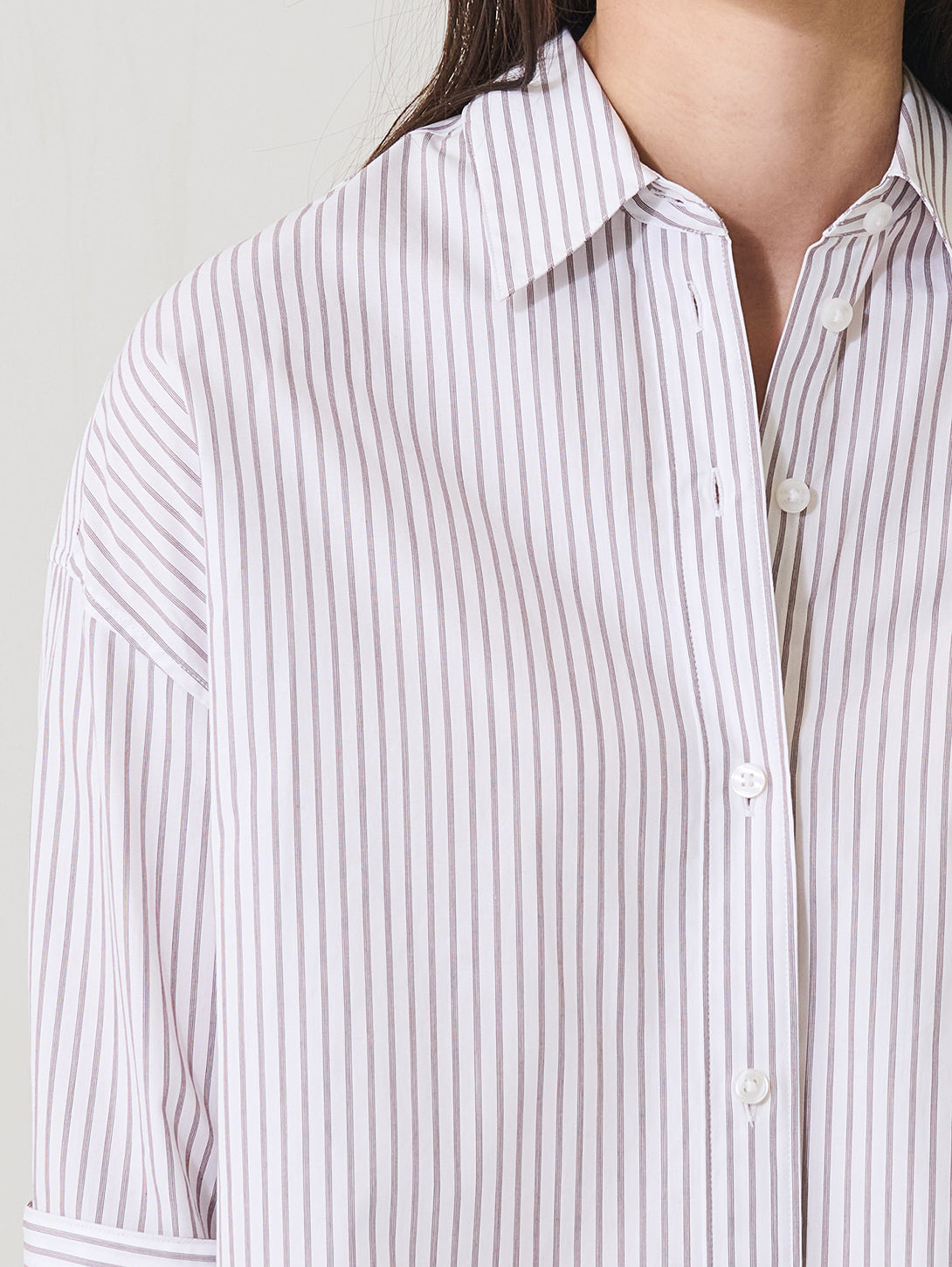 Cotton Stripe Boxy Shirt in Tobacco