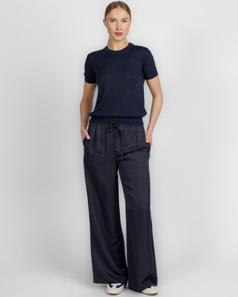 Lyocell Cashmere Knit Crew in French Navy