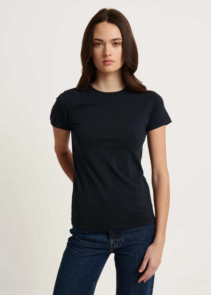 Pima Cotton Stretch Slim T-Shirt in Midnight