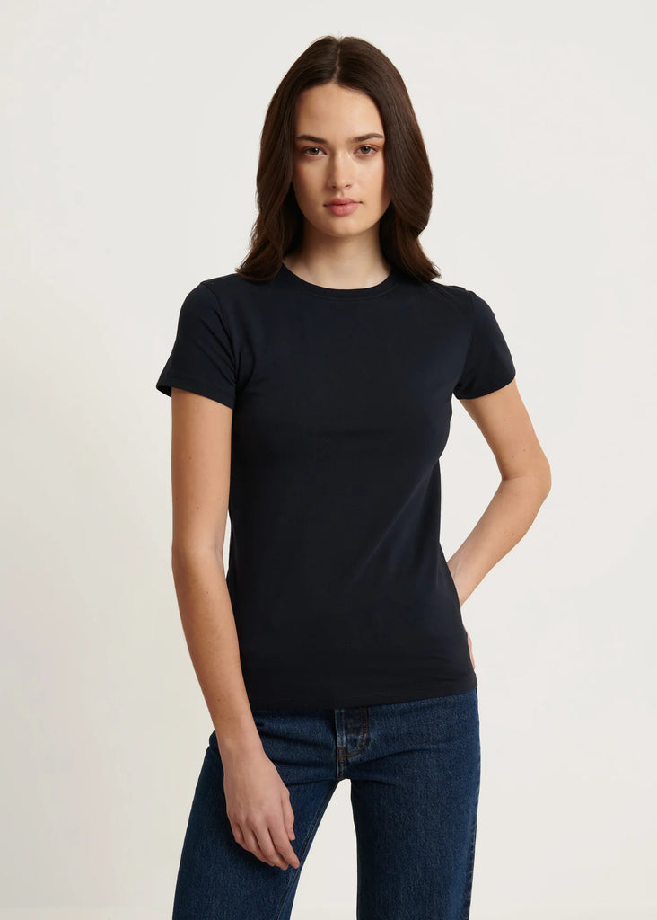 Pima Cotton Stretch Slim T-Shirt in Midnight