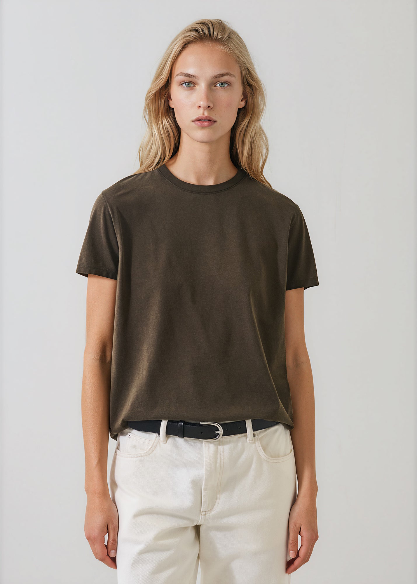 Short Sleeve Organic Cotton Boyfriend Kroma Crew in Kombu