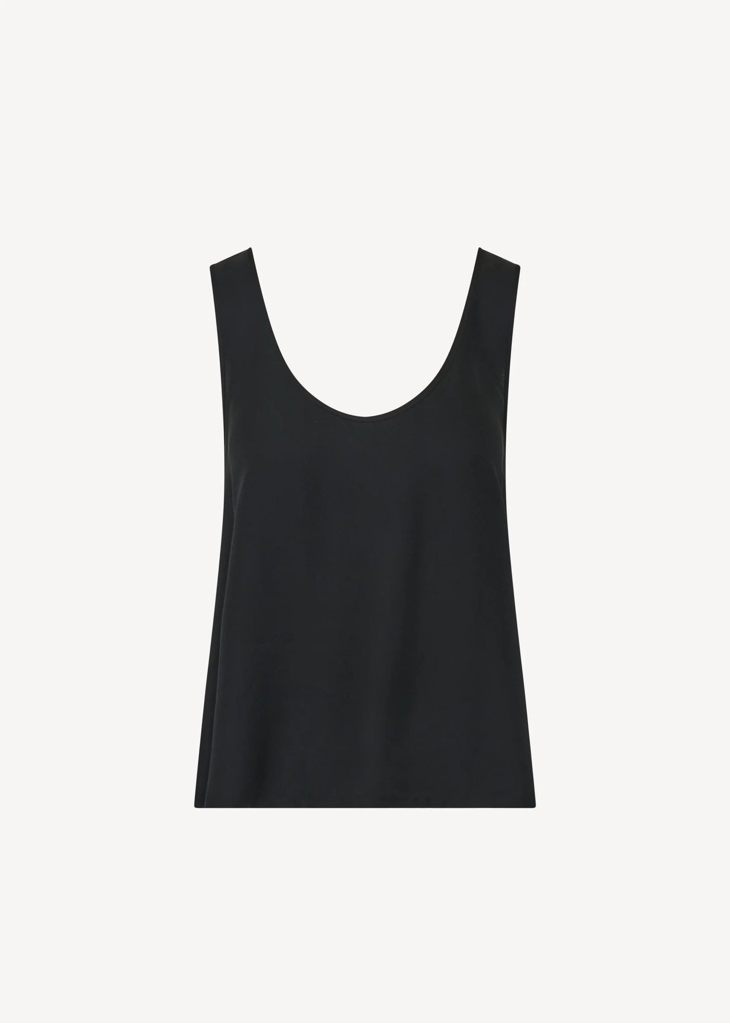 Silk Scoop Neck Tank in Black