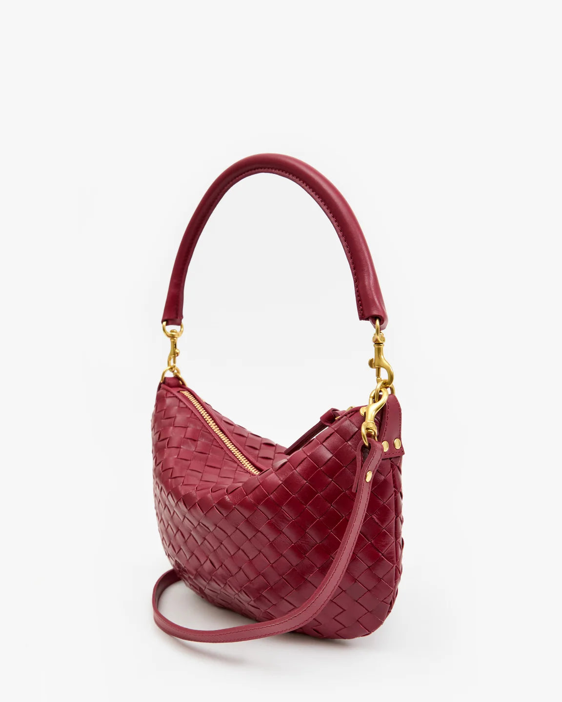 Petit Moyen Messenger in Garnet Diagonal Woven