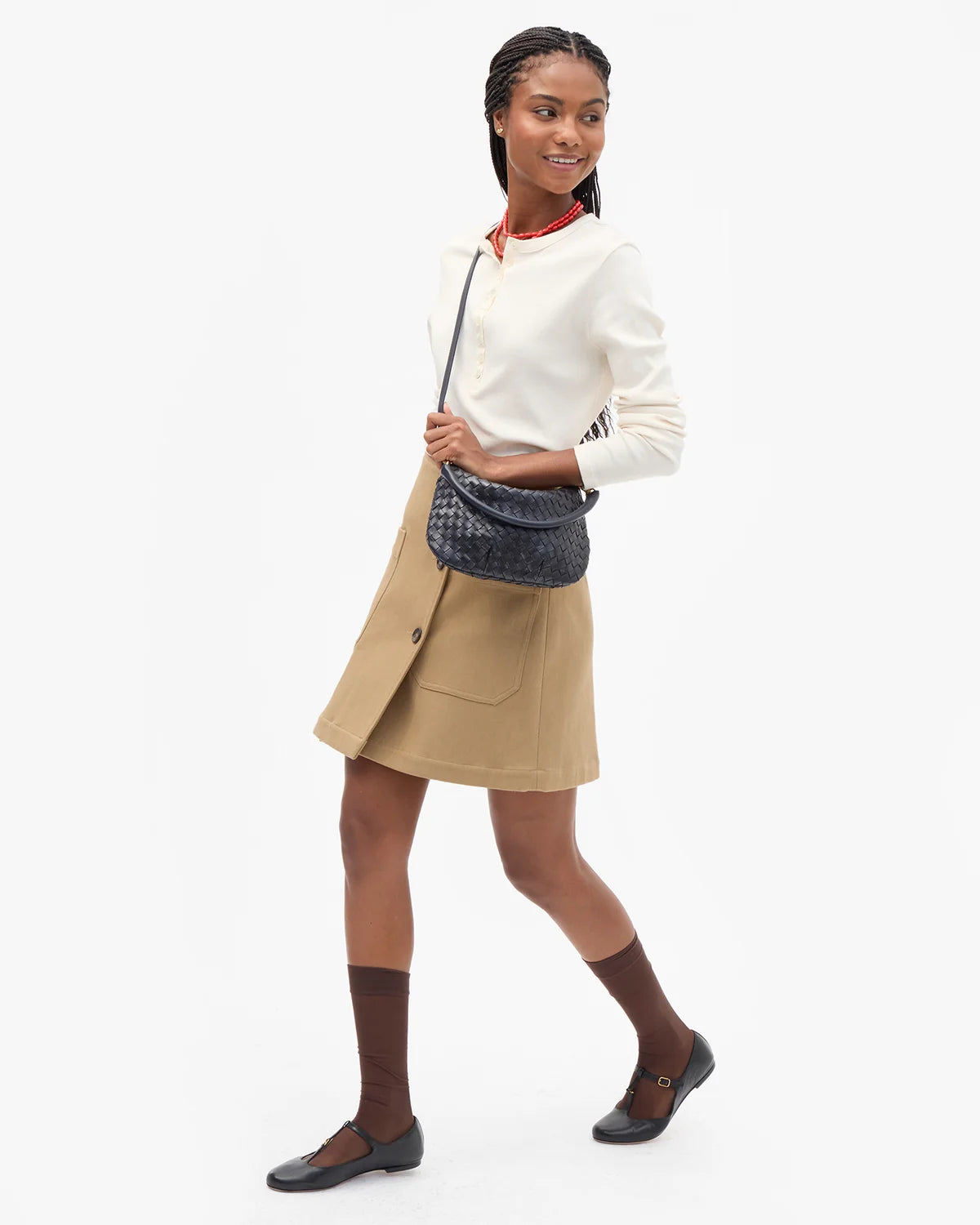 Petit Moyen Messenger in Twilight Navy Diagonal Woven
