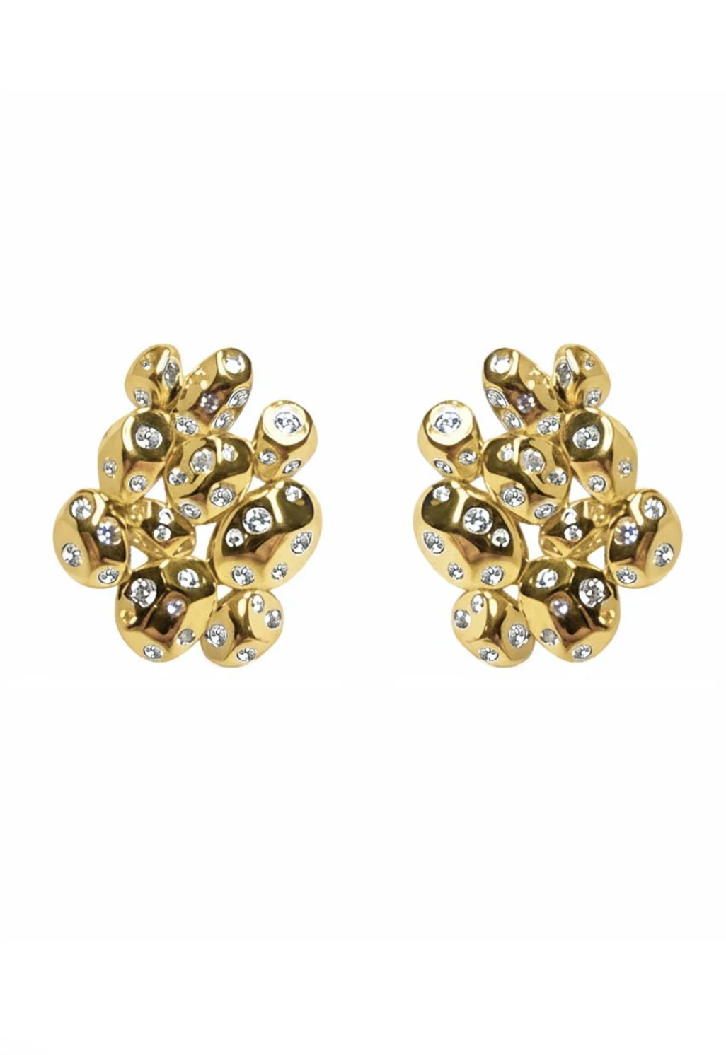 Picasso Earrings in Gold and Clear Crystals