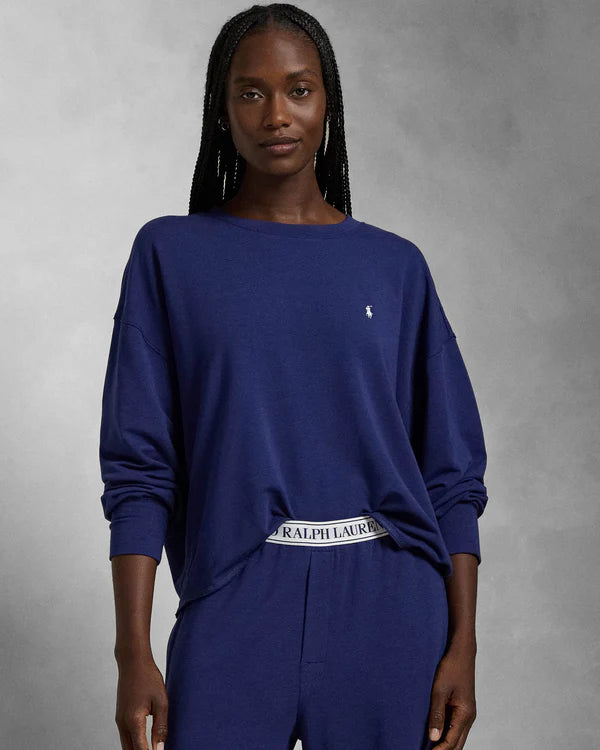 Crewneck Wide Leg Pant Set in Navy