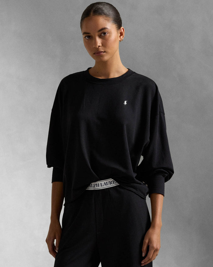 Crewneck Wide Leg Pant Set in Black