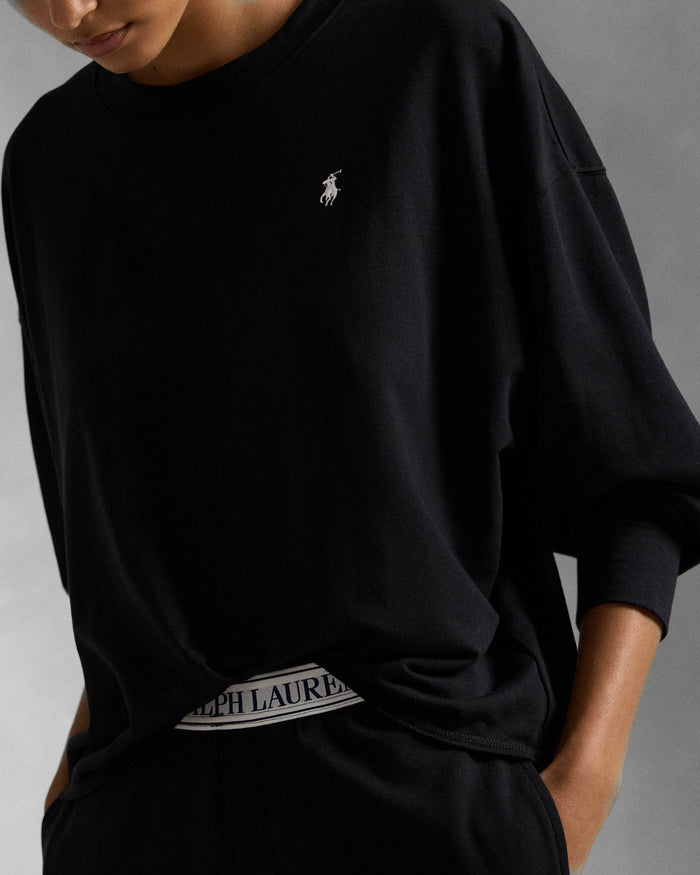 Crewneck Wide Leg Pant Set in Black