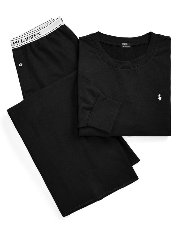 Crewneck Wide Leg Pant Set in Black