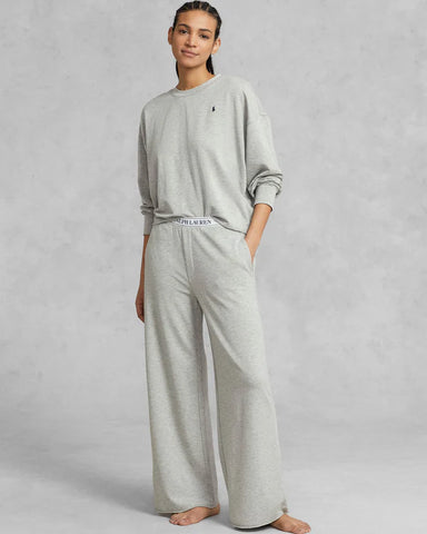 Crewneck Wide Leg Pant Set in Heather Grey