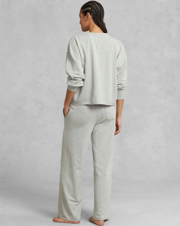 Crewneck Wide Leg Pant Set in Heather Grey