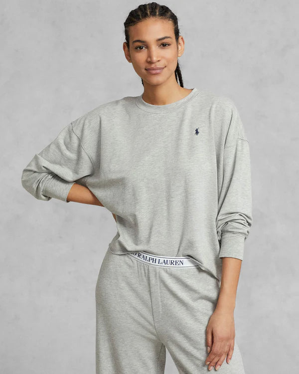 Crewneck Wide Leg Pant Set in Heather Grey