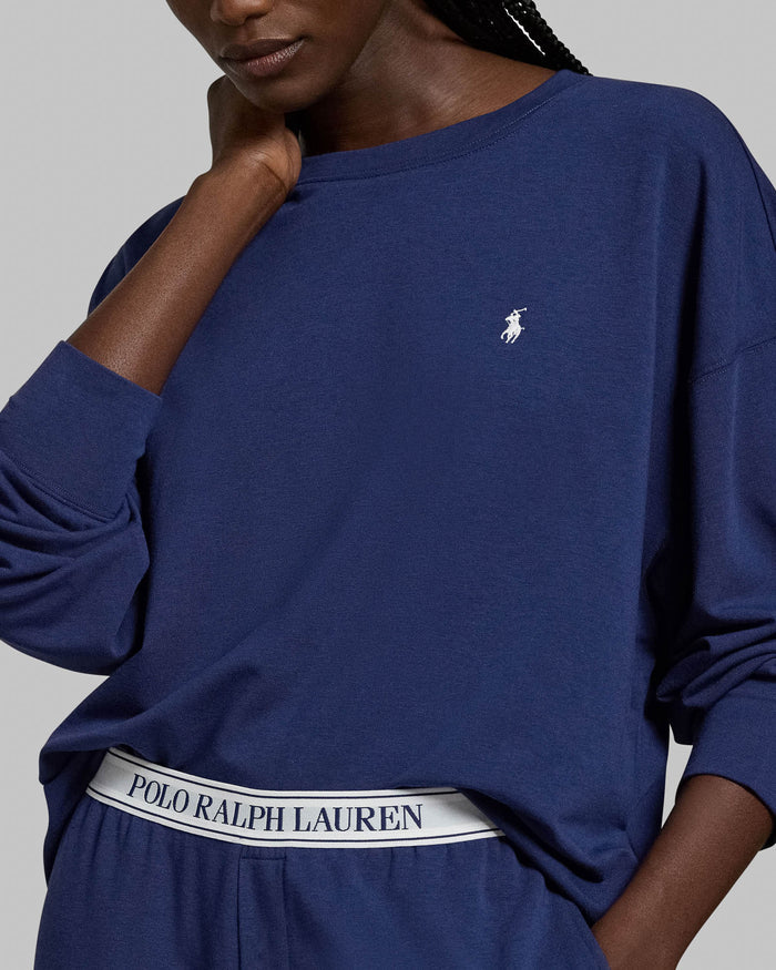 Crewneck Wide Leg Pant Set in Navy