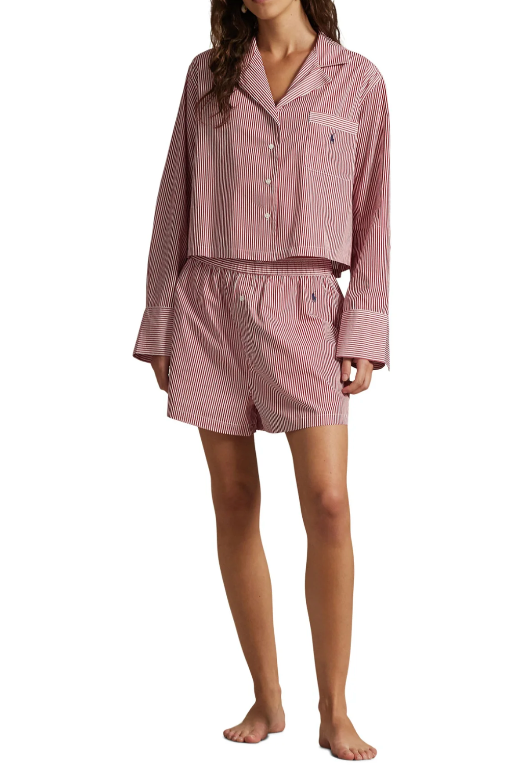 Crop Boxer PJ Set in Classic Red