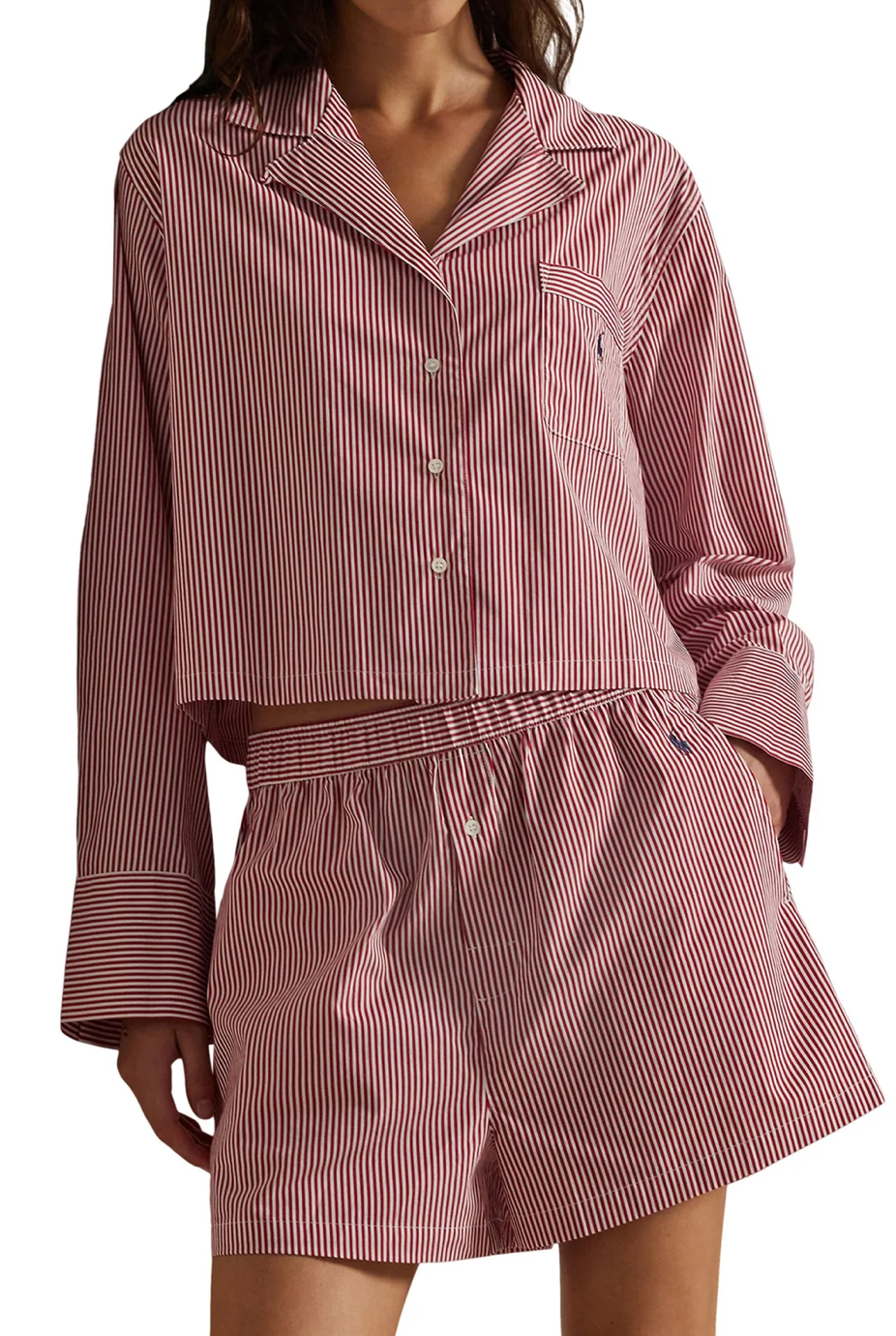 Crop Boxer PJ Set in Classic Red