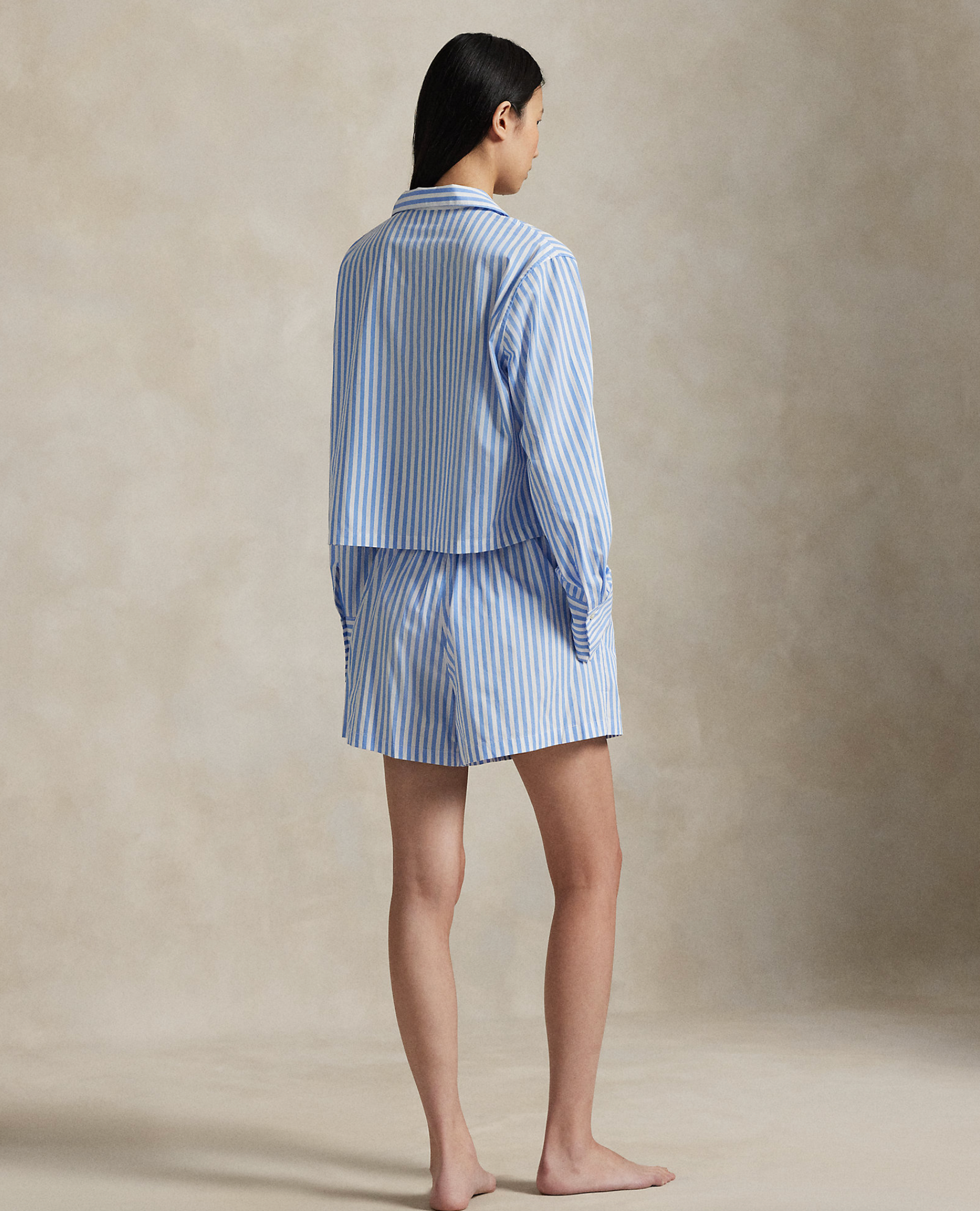 Crop Boxer PJ Set in White Cloud/Hydrangea