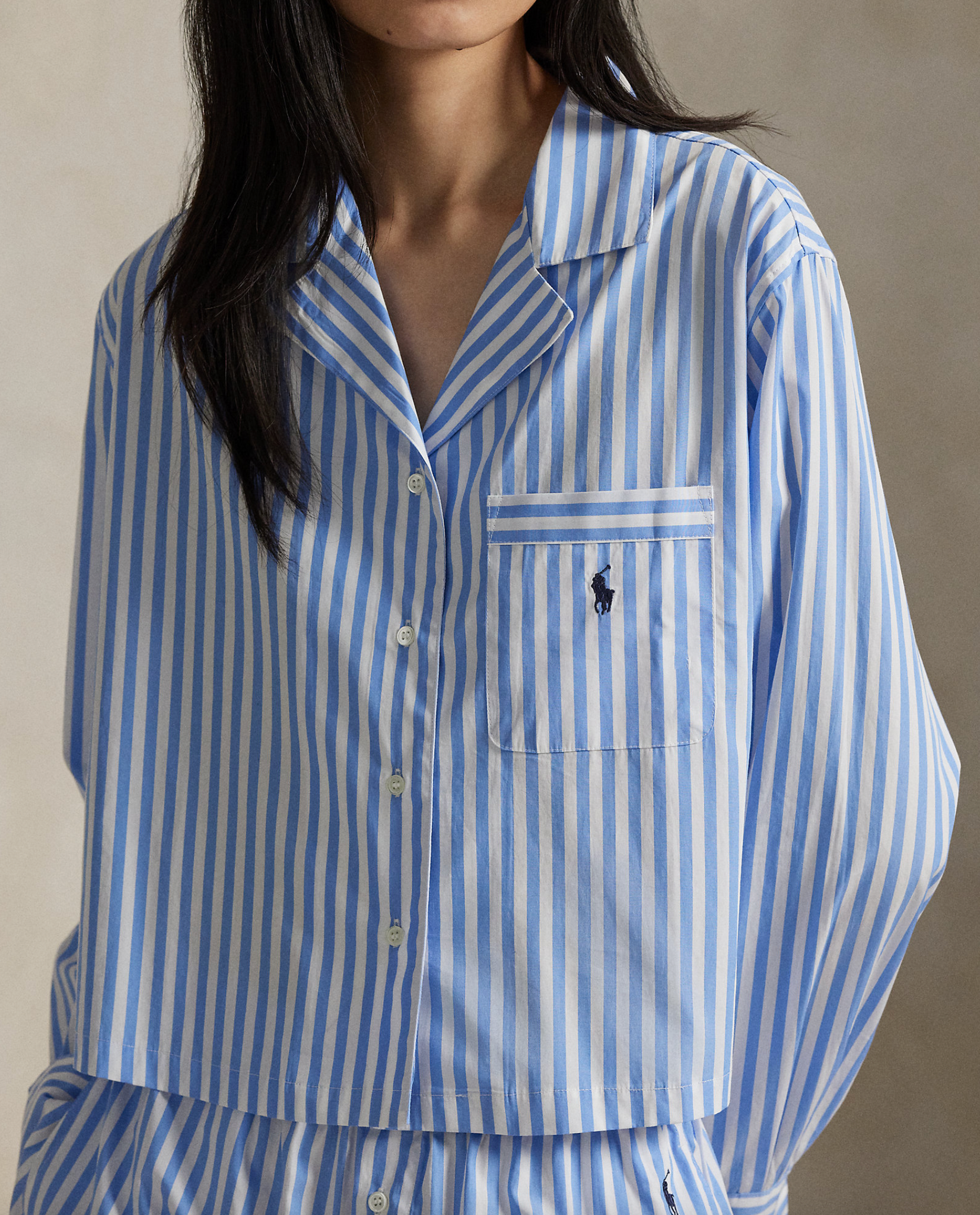 Crop Boxer PJ Set in White Cloud/Hydrangea