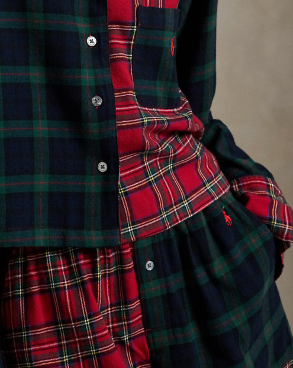 Crop Boxer Pajama Set in Black Watch/Estate