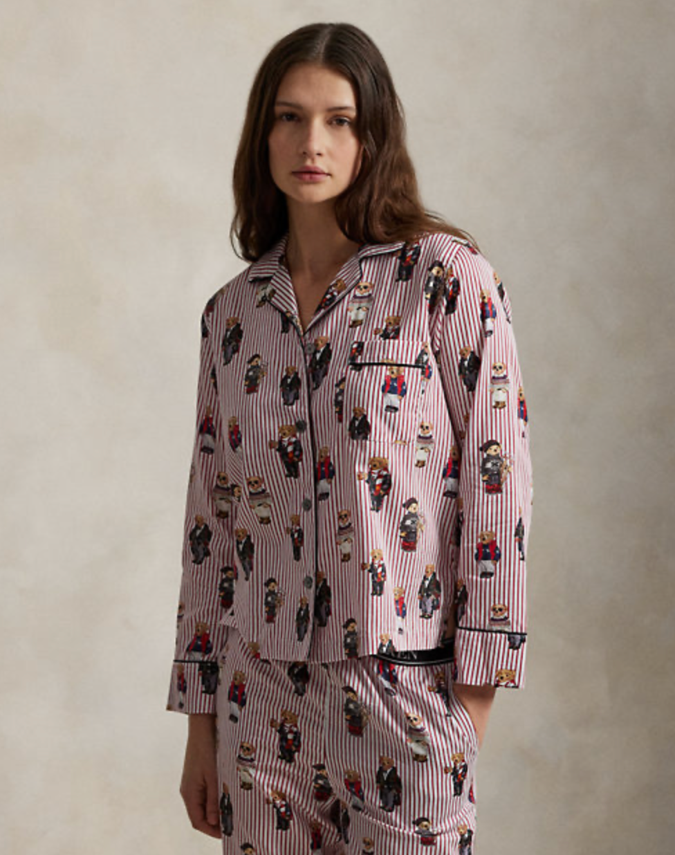 Polo Bear Cotton Sateen Pajama Set in Bear Red