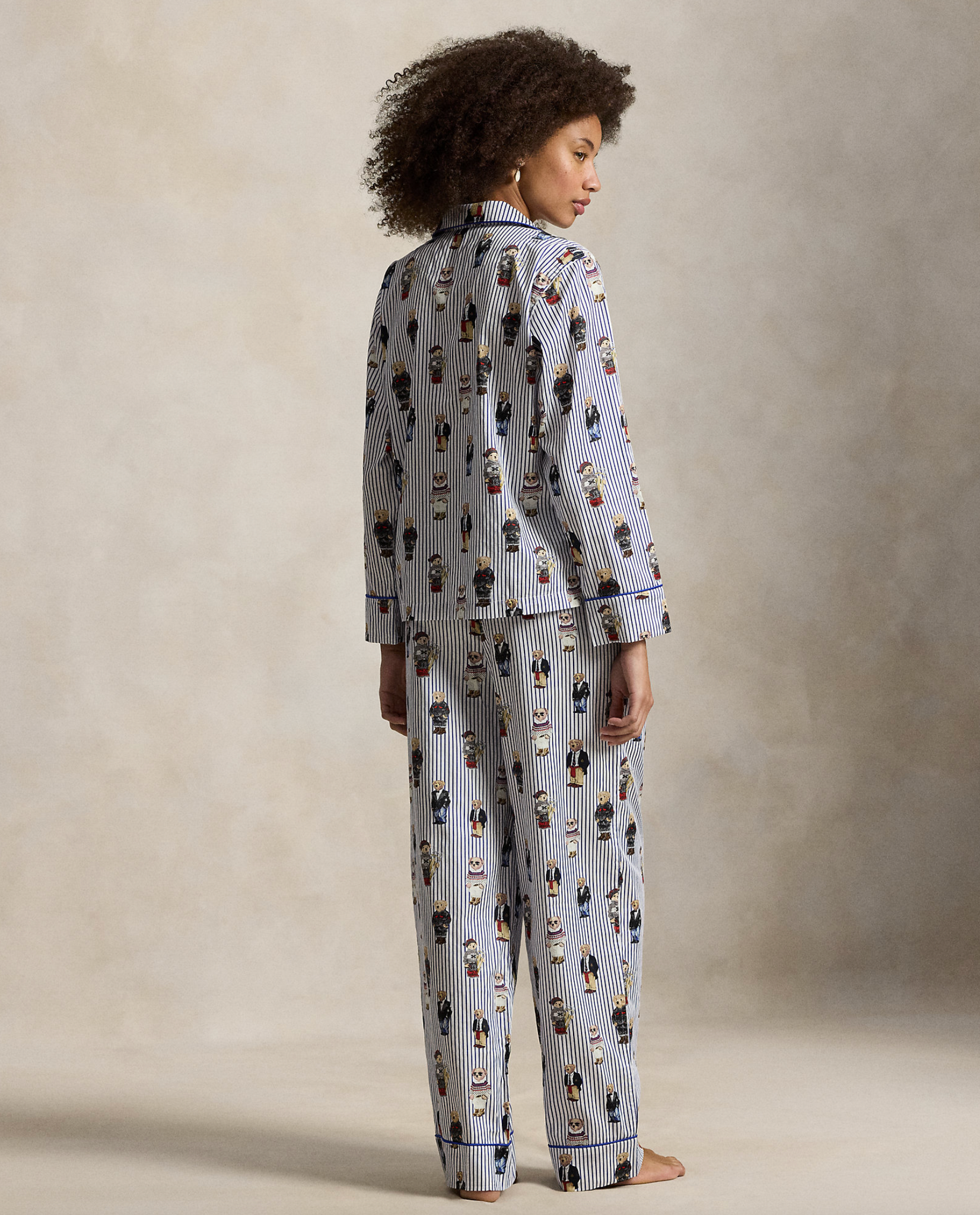 Polo Bear Cotton Sateen Pajama Set in Snowfall Blue