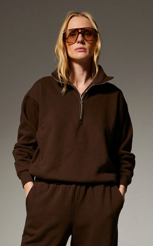 Quarter Zip Sweatshirt in Americano