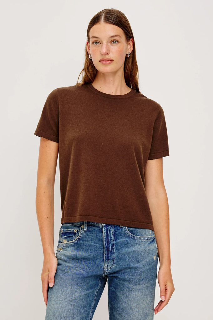 Cotton Cashmere Tee in Espresso