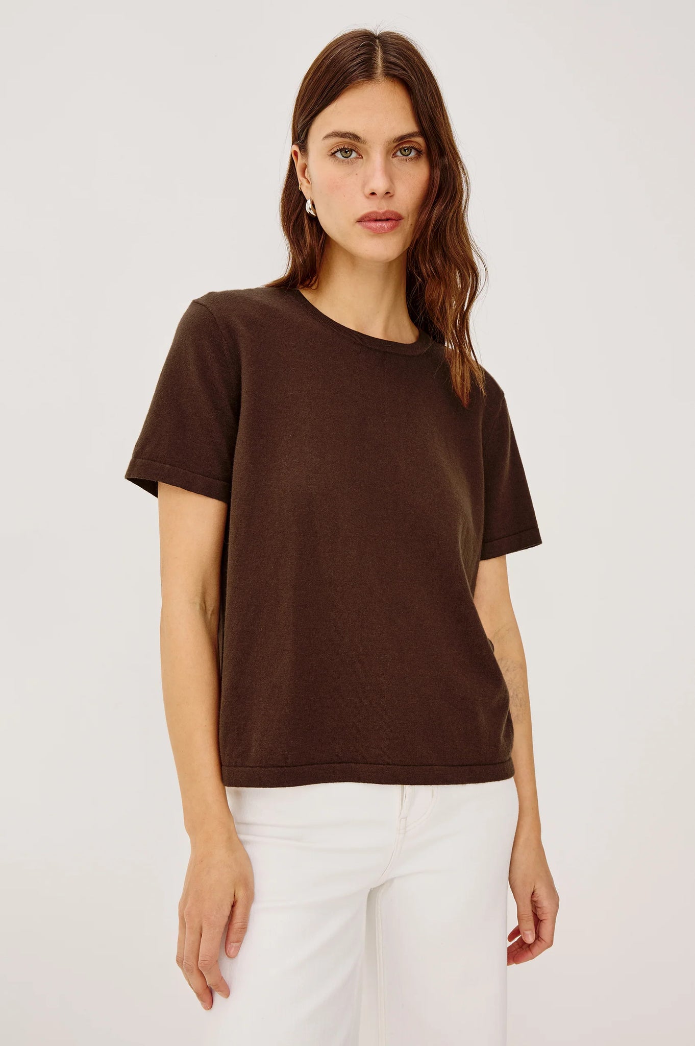 Cotton Cashmere T-Shirt in Espresso