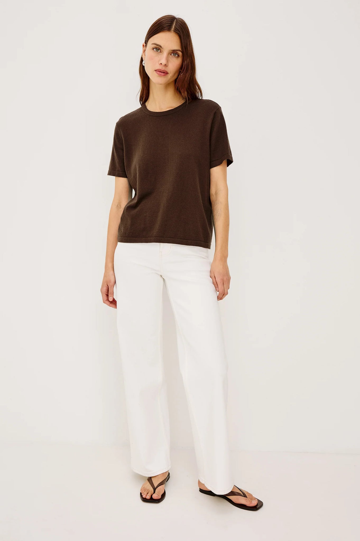 Cotton Cashmere T-Shirt in Espresso