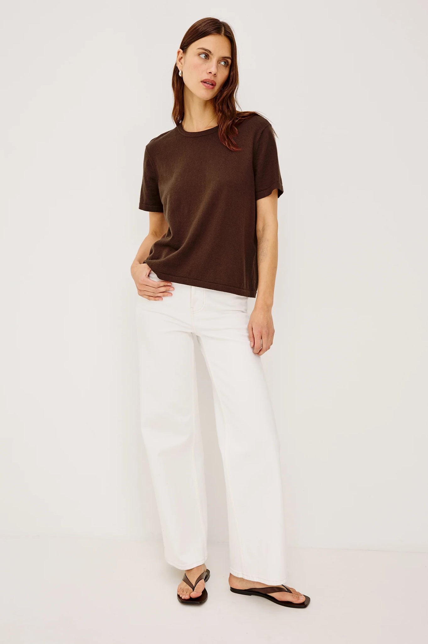Cotton Cashmere T-Shirt in Espresso