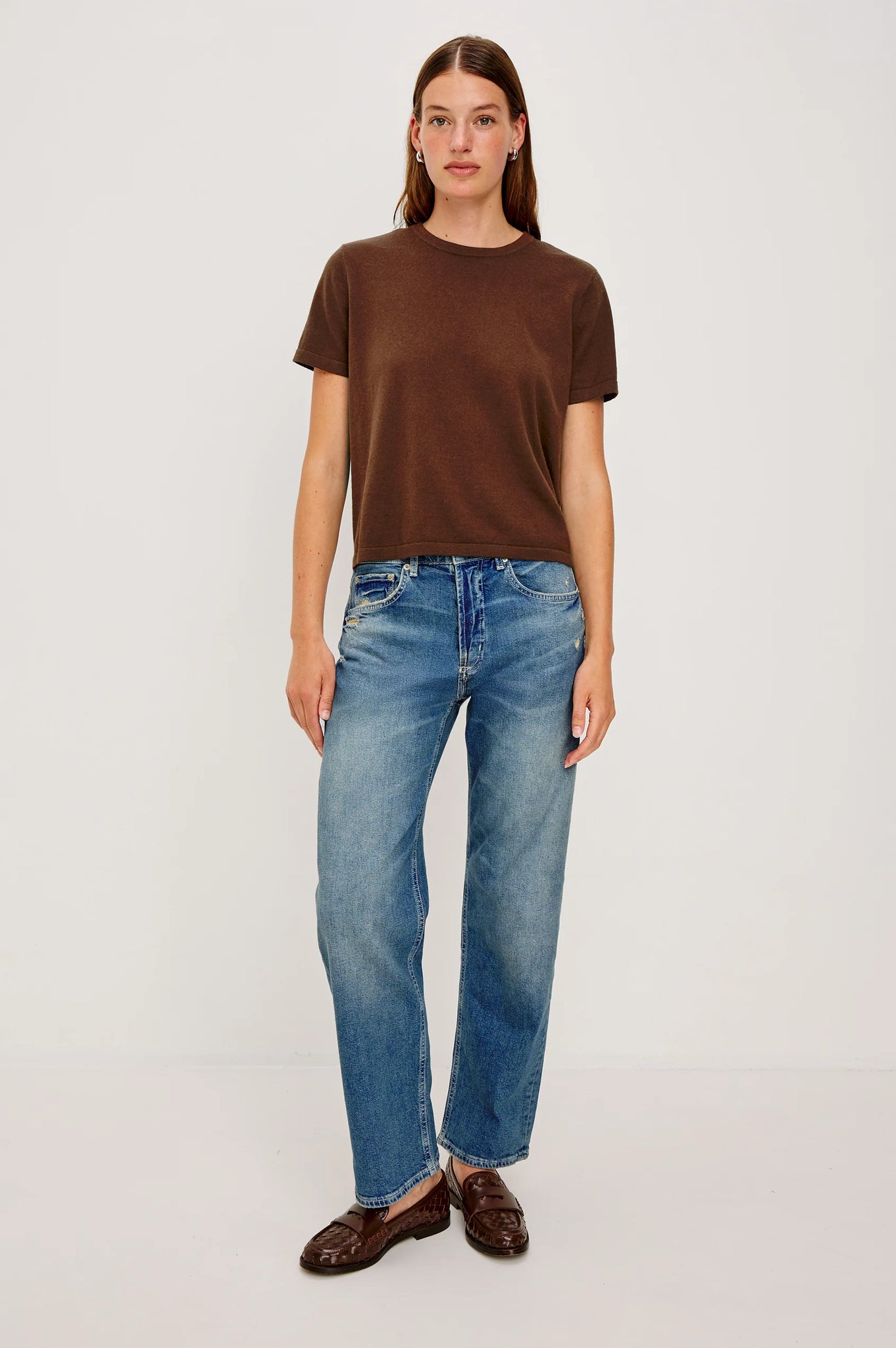 Cotton Cashmere Tee in Espresso