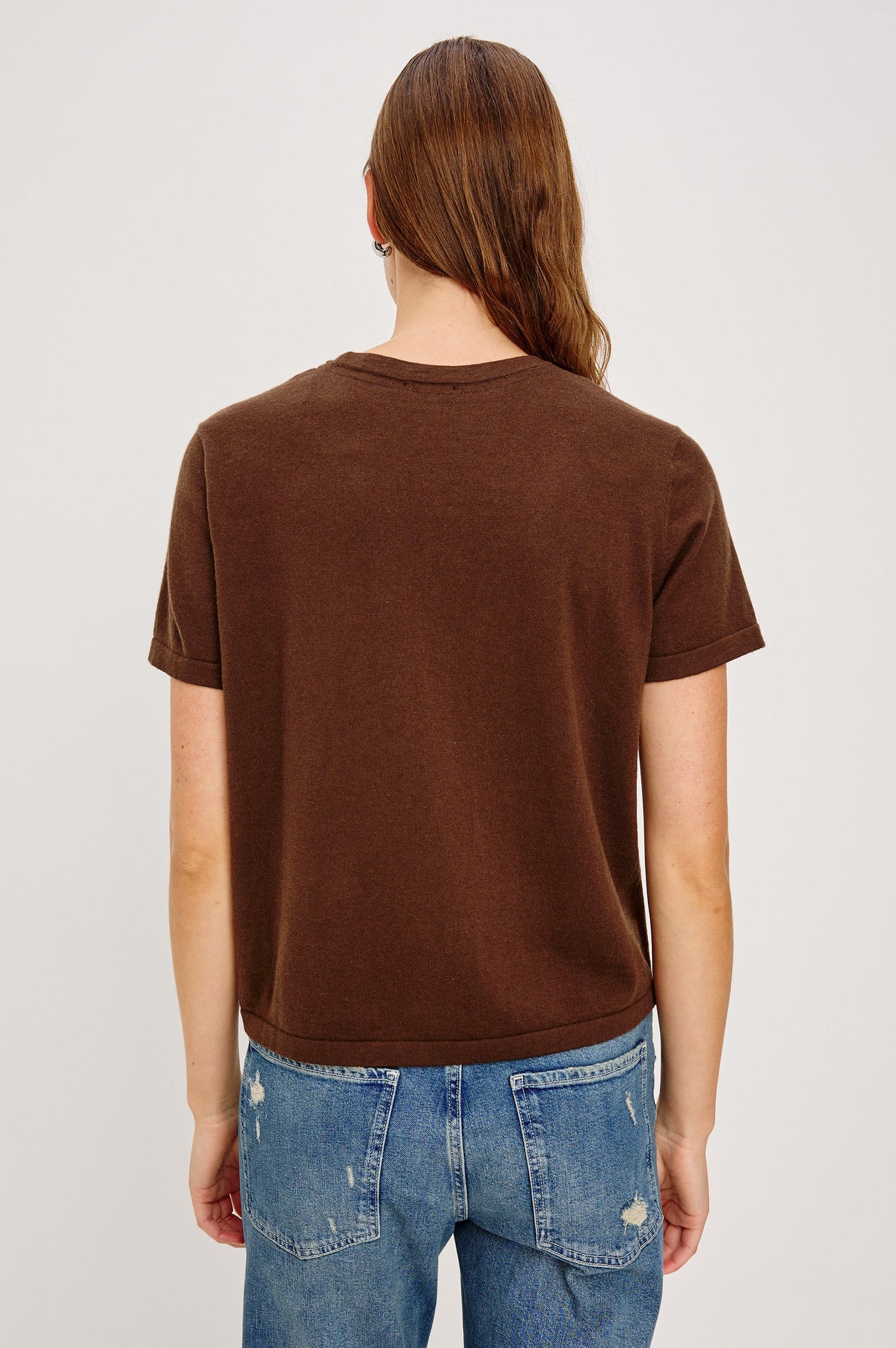 Cotton Cashmere Tee in Espresso
