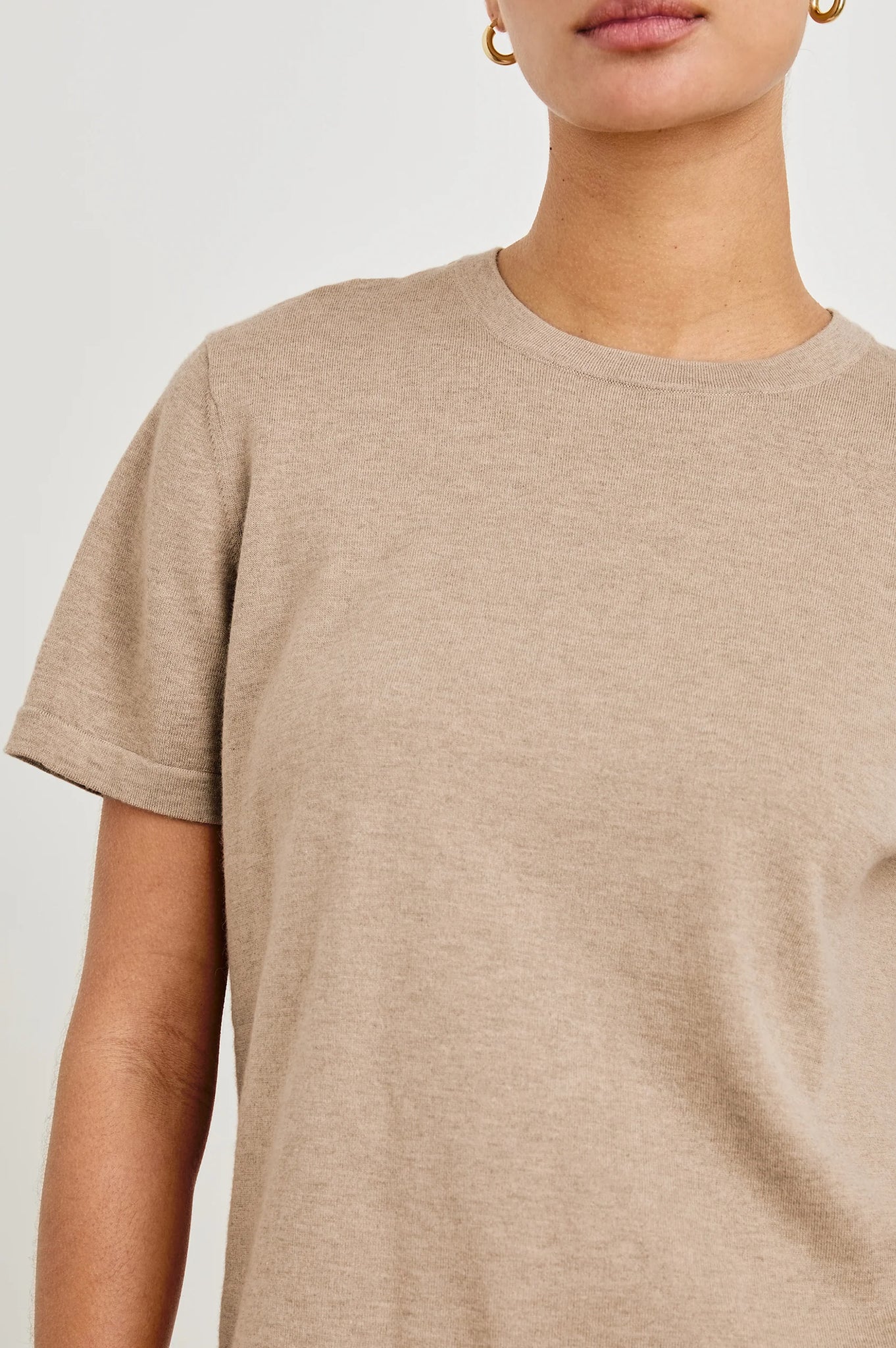 Cotton Cashmere Tee in Heather Oat