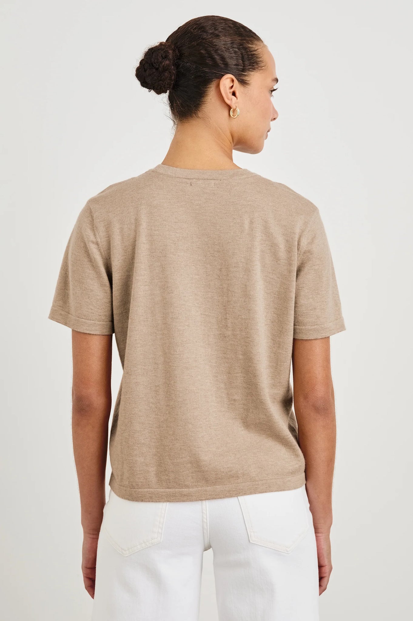 Cotton Cashmere Tee in Heather Oat