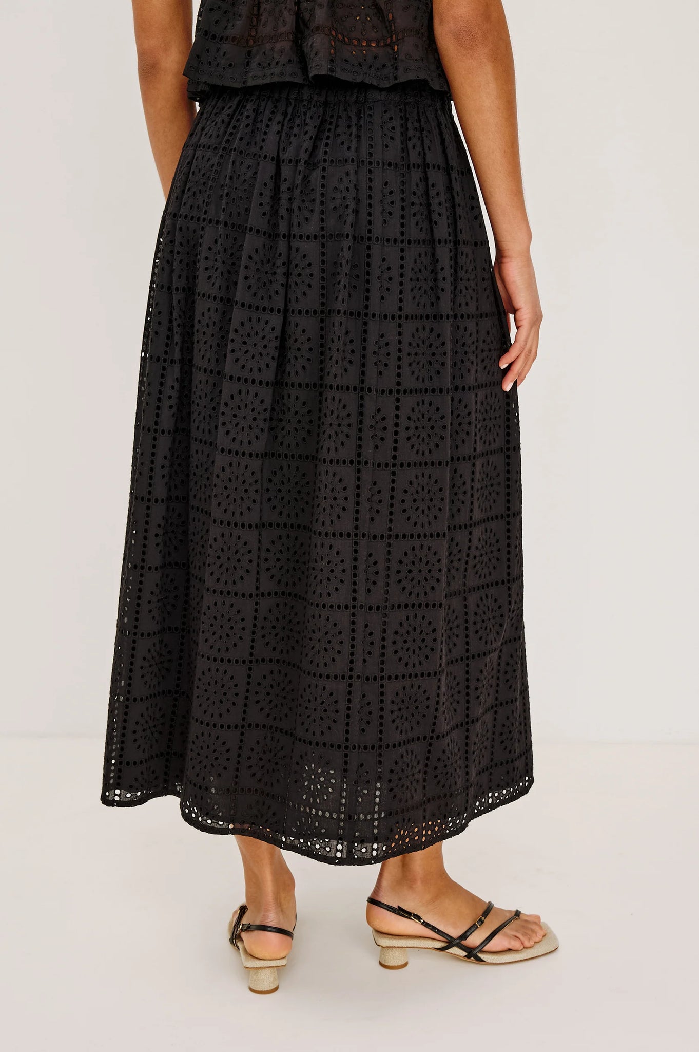 Dax Skirt in Black Grid Embroidery