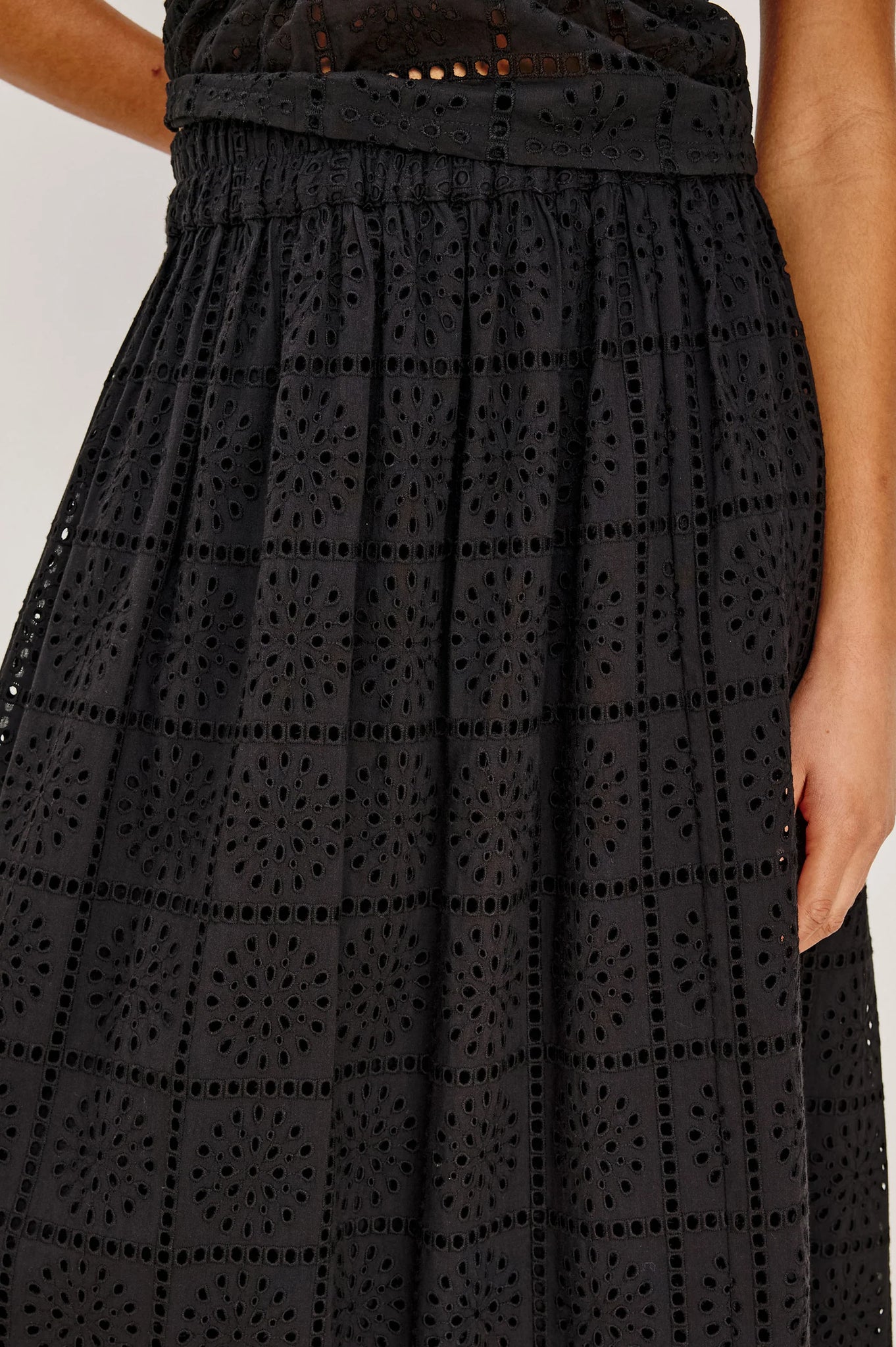 Dax Skirt in Black Grid Embroidery