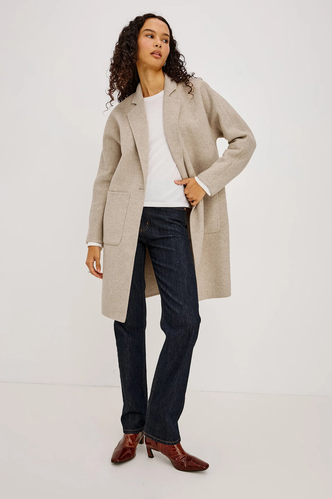 Everest Coat in Oat Herringbone
