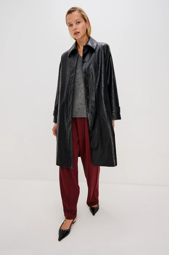Hills Jacket in Faux Leather Black