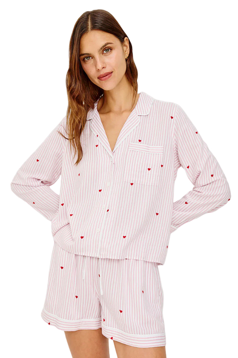 Kellen Pajama Set in Rose Stripe Hearts