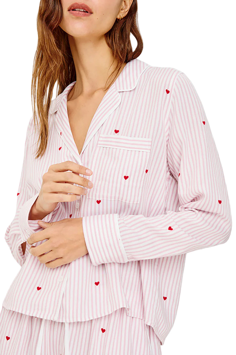 Kellen Pajama Set in Rose Stripe Hearts