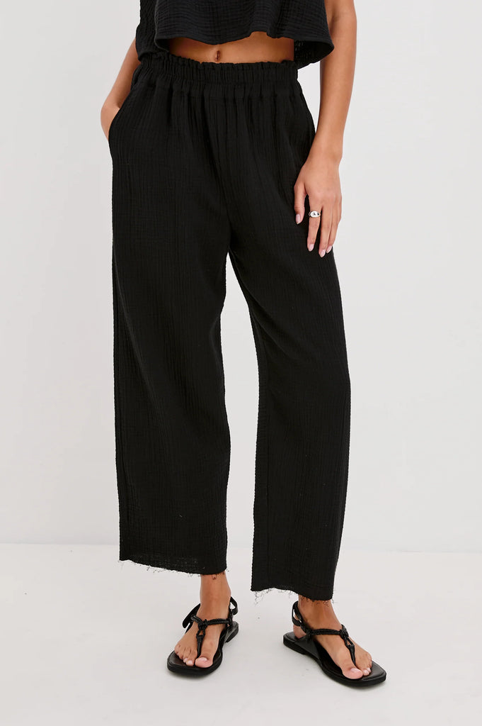 Leon Crop Pant in Black Gauze