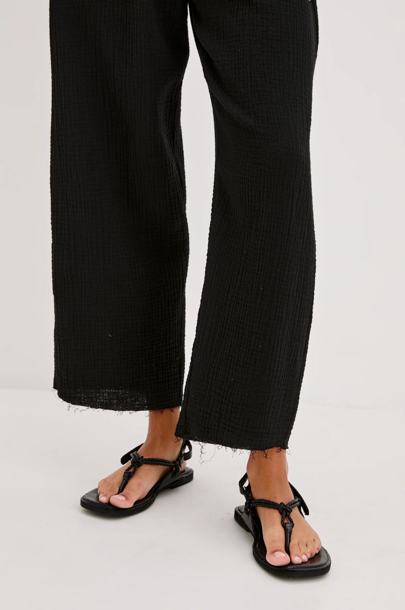 Leon Crop Pant in Black Gauze