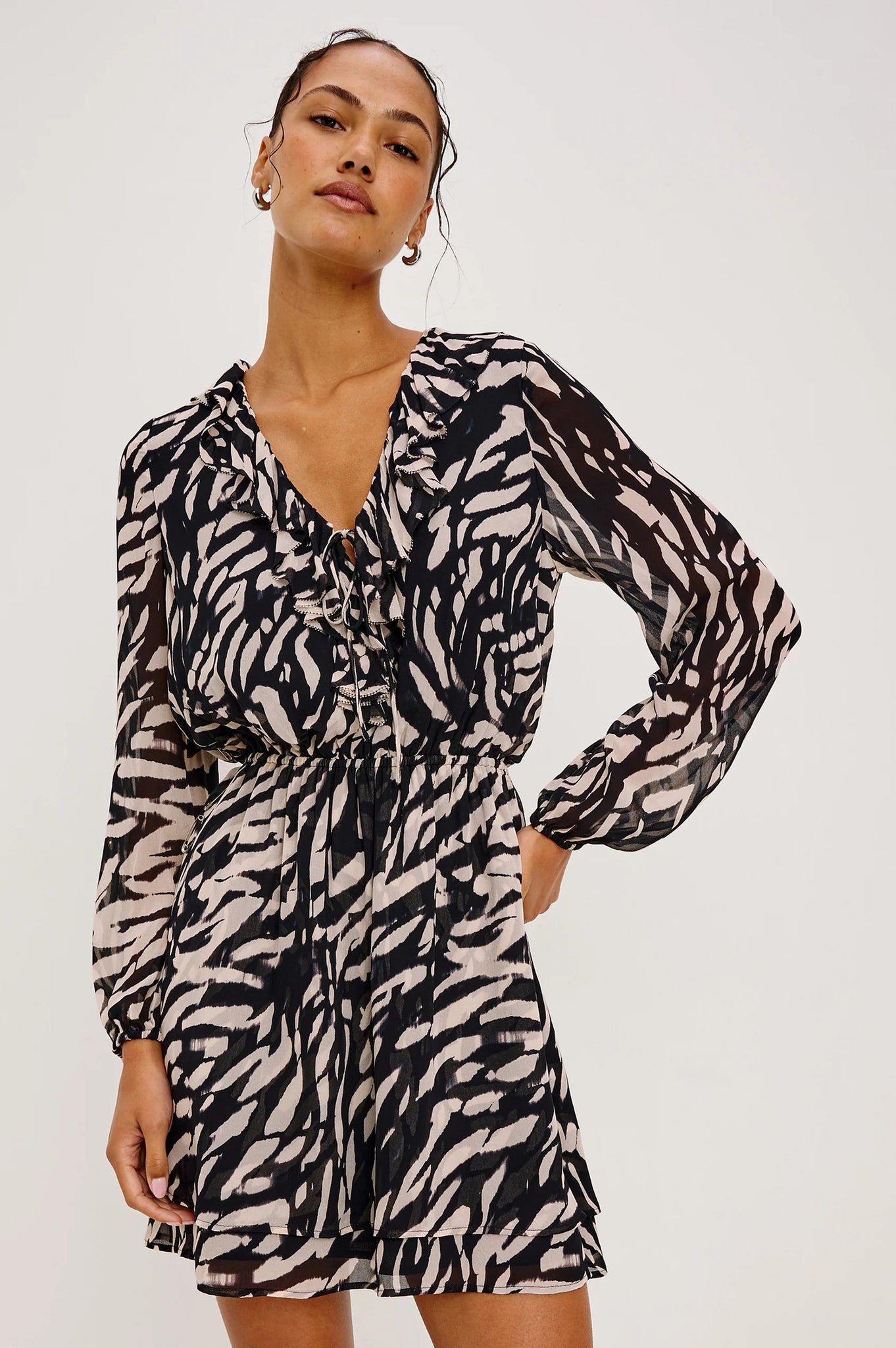 Lucresia Dress in Ivory Tiger Stripe