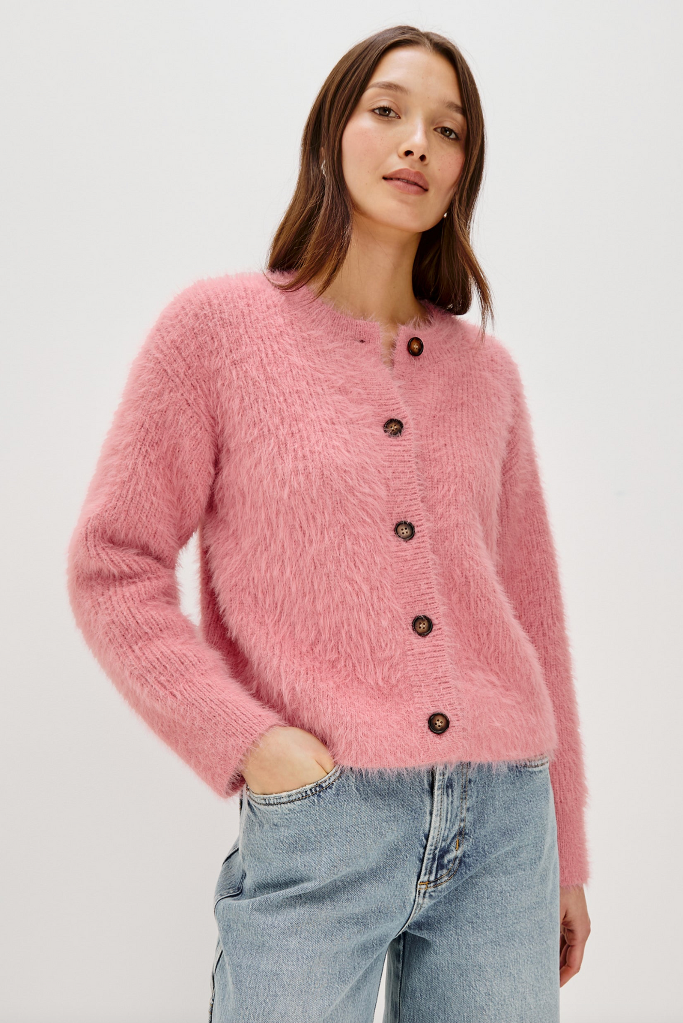 Melo Cardigan in Heather Pink