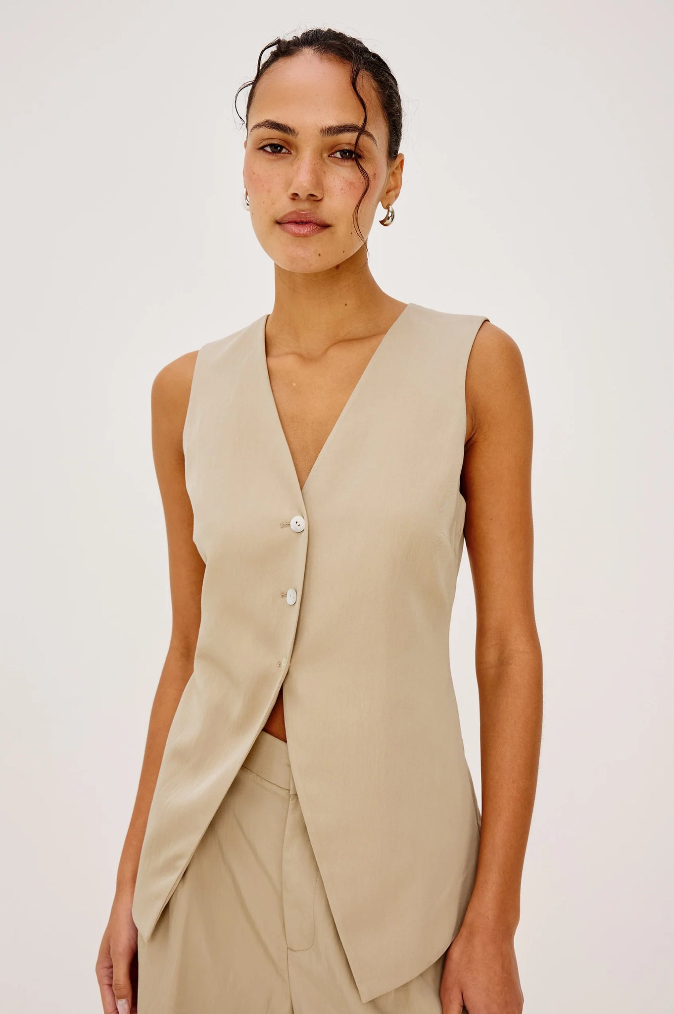 Mylah Vest in Almond