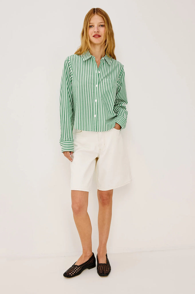 Ramy Shirt in Emerald Stripe