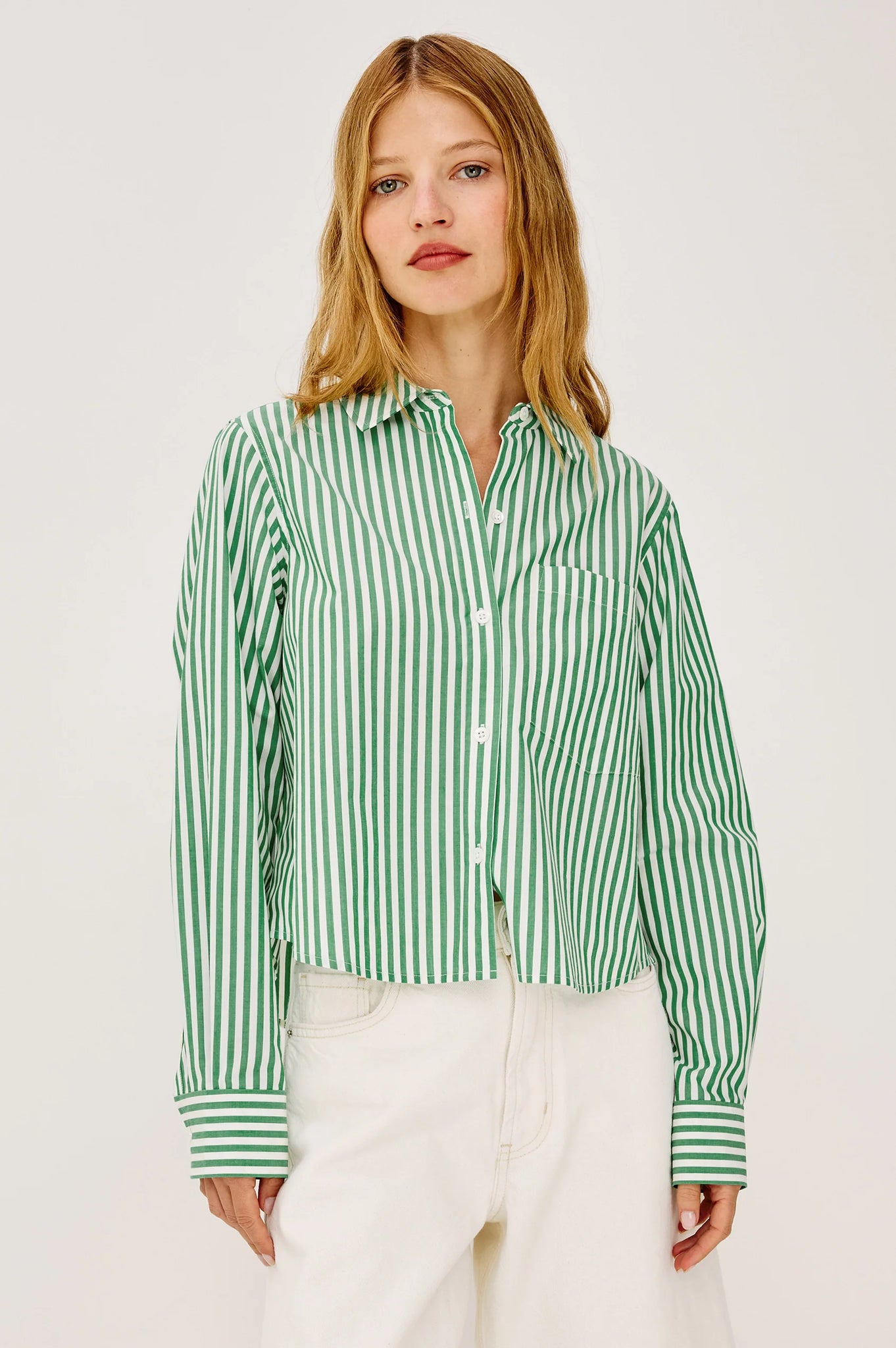 Ramy Shirt in Emerald Stripe