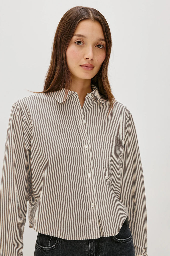 Ramy Shirt in Noir Stripe