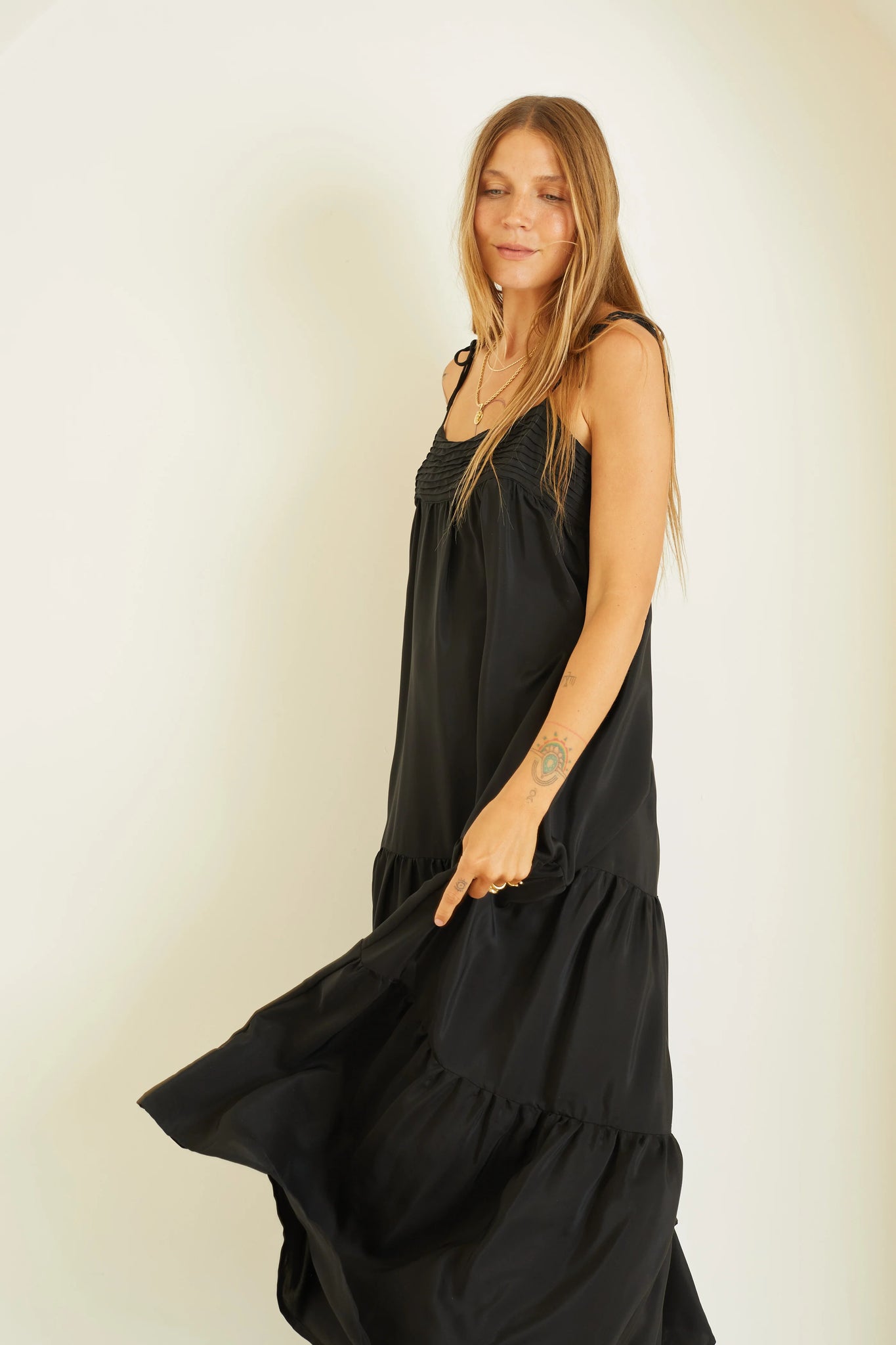 Melanie Dress in Black Silk